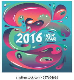 Happy new year 2016 abstract colorful greeting card design
