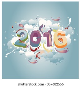Happy new year 2016 abstract colorful design
