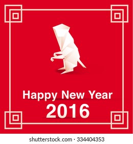 Happy new year 2016 Asia , vector polygon monkey