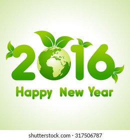 Happy New Year 2016 background with save the world concept stock vector
