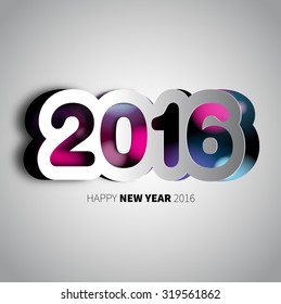 Happy New Year, 2016 background with papercut year, vector illustration