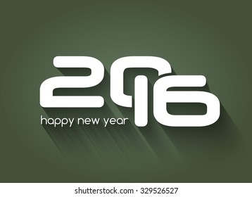 Happy new year 2016 background, typography with long shadow