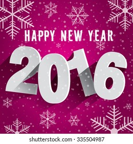 Happy New Year 2016. Background with snowflakes.