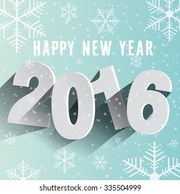 Happy New Year 2016. Background with snowflakes.
