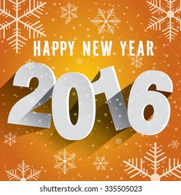 Happy New Year 2016. Background with snowflakes.