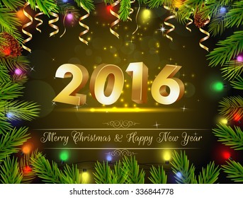 Happy new year for 2016 background. Vector