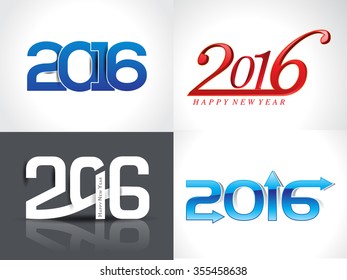 happy new year 2016 background set vector illustration 