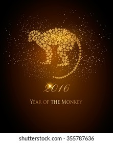 Happy New Year 2016 background with a monkey. Year of the Monkey concept. Vector