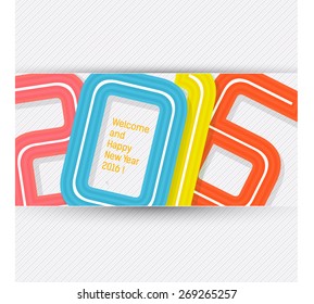 Happy new year 2016 banner, typographic illustration. Calendar cover design