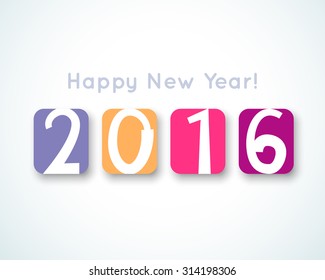 Happy New Year 2016 banner. Vector illustration for holiday funny design. Simple drawn numbers in colorful frame.