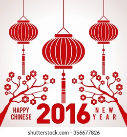 Happy New Year 2016 banner, poster, celebration. Chinese New Year, Year of monkey