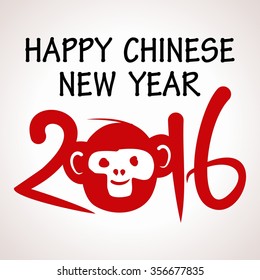 Happy New Year 2016 banner, poster, celebration. Chinese New Year, Year of monkey