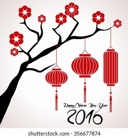 Happy New Year 2016 banner, poster, celebration. Chinese New Year, Year of monkey