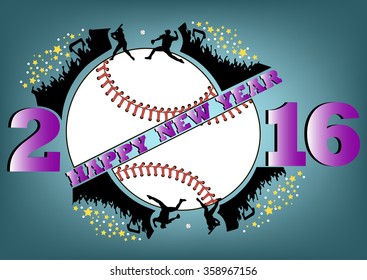 happy new year 2016 and baseball with people fans