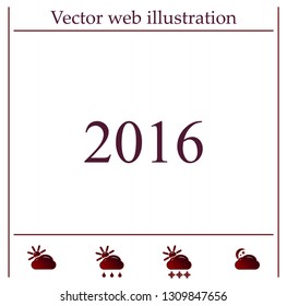 Happy new year 2016 - black vector icon 