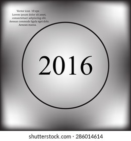 Happy new year 2016 - black vector icon 