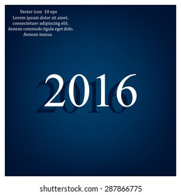 Happy new year 2016 - black vector icon 