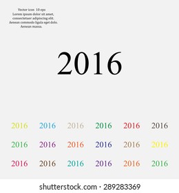 Happy new year 2016 - black vector icon 