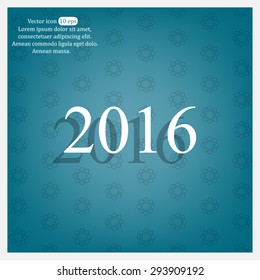 Happy new year 2016 - black vector icon 
