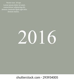 Happy new year 2016 - black vector icon 