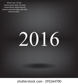 Happy new year 2016 - black vector icon 