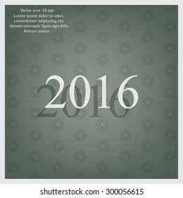 Happy new year 2016 - black vector icon 