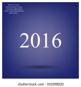 Happy new year 2016 - black vector icon 
