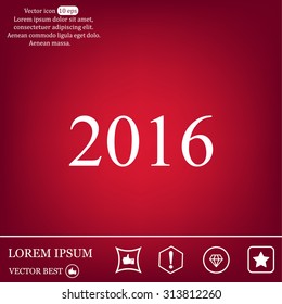 Happy new year 2016 - black vector icon 