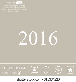 Happy new year 2016 - black vector icon 