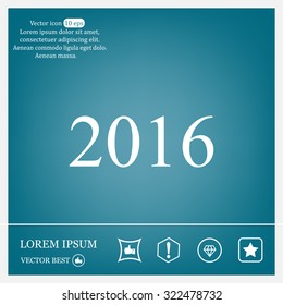 Happy new year 2016 - black vector icon 