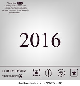 Happy new year 2016 - black vector icon 