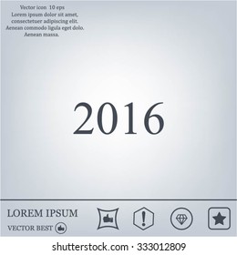Happy new year 2016 - black vector icon 