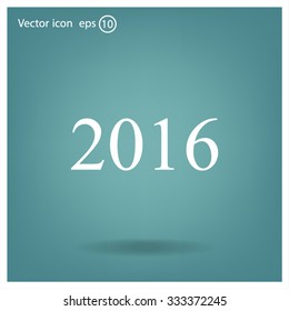 Happy new year 2016 - black vector icon 