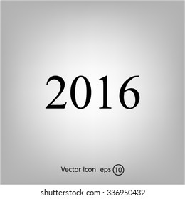 Happy new year 2016 - black vector icon 