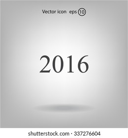 Happy new year 2016 - black vector icon 