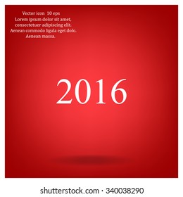 Happy new year 2016 - black vector icon 