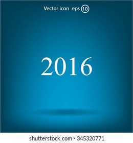 Happy new year 2016 - black vector icon 
