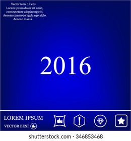 Happy new year 2016 - black vector icon 