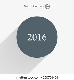Happy new year 2016 - black vector icon 