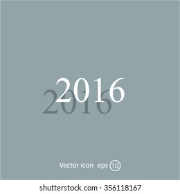 Happy new year 2016 - black vector icon 