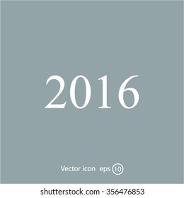 Happy new year 2016 - black vector icon 