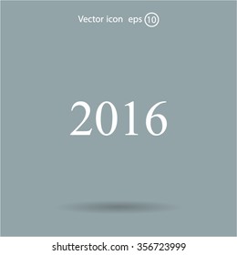 Happy new year 2016 - black vector icon 