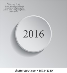 Happy new year 2016 - black vector icon 