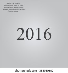 Happy new year 2016 - black vector icon 