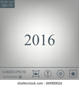 Happy new year 2016 - black vector icon 