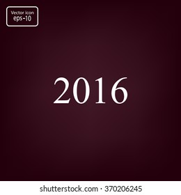 Happy new year 2016 - black vector icon 