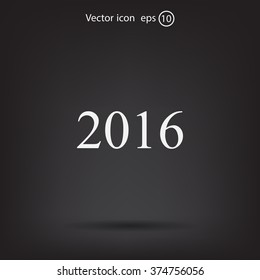 Happy new year 2016 - black vector icon 