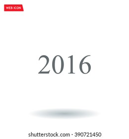 Happy new year 2016 - black vector icon 