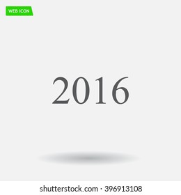 Happy new year 2016 - black vector icon 