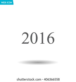 Happy new year 2016 - black vector icon 